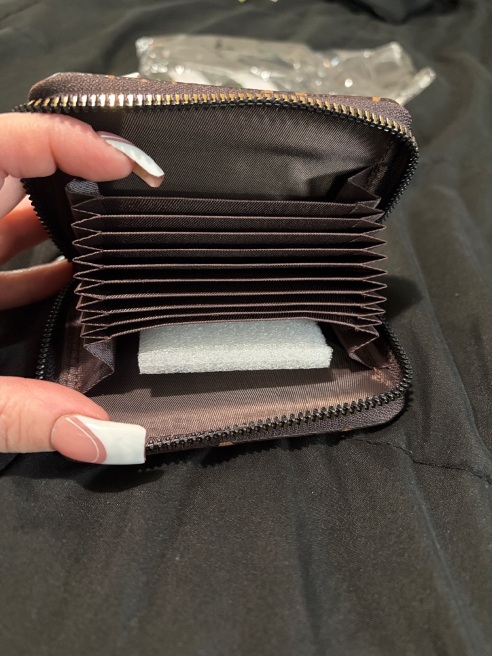 Monogram NEVER USED Brown and Tan Patterned Zip Card Wallet - Picture 3 of 6